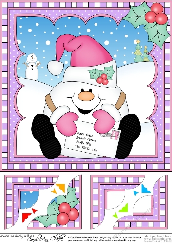 Christmas Snowball Sam 8 x 8 Scalloped Corner Topper