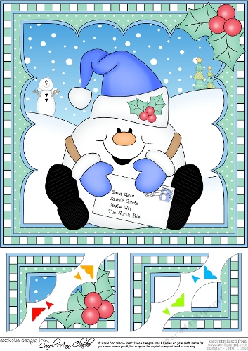 Christmas Snowball Sam 8 x 8 Scalloped Corner Topper