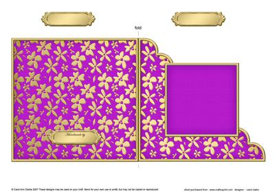 Gold Floral Cut and Fold Corner Card Plain Card Base