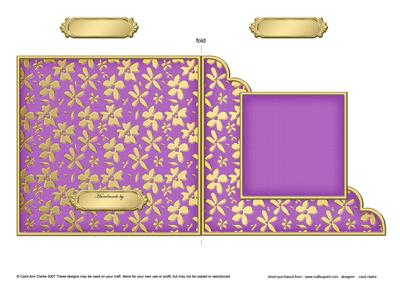 Gold Floral Cut and Fold Corner Card Plain Card Base