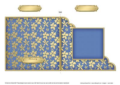 Gold Floral Cut and Fold Corner Card Plain Card Base