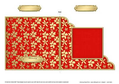 Gold Floral Cut and Fold Corner Card Plain Card Base
