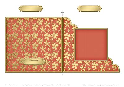 Gold Floral Cut and Fold Corner Card Plain Card Base