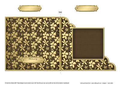 Gold Floral Cut and Fold Corner Card Plain Card Base