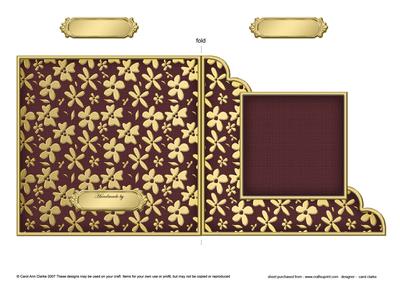 Gold Floral Cut and Fold Corner Card Plain Card Base