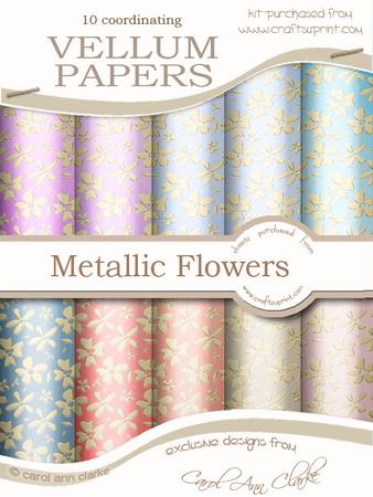 Gold Metallic Flowers Matching Vellum Kit