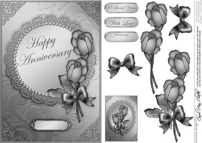 A5 Anniversary Roses Quick Card with 3D Decoupage