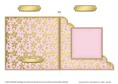 Gold Floral Cut and Fold Corner Card Plain Card Base