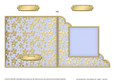Gold Floral Cut and Fold Corner Card Plain Card Base