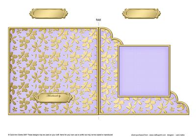 Gold Floral Cut and Fold Corner Card Plain Card Base