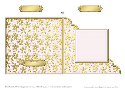 Gold Floral Cut and Fold Corner Card Plain Card Base