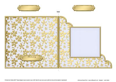 Gold Floral Cut and Fold Corner Card Plain Card Base