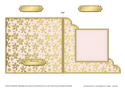 Gold Floral Cut and Fold Corner Card Plain Card Base