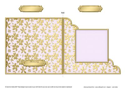 Gold Floral Cut and Fold Corner Card Plain Card Base