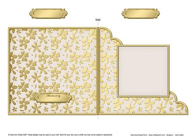 Gold Floral Cut and Fold Corner Card Plain Card Base