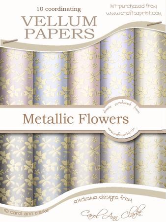 Gold Metallic Flowers Matching Vellum Kit