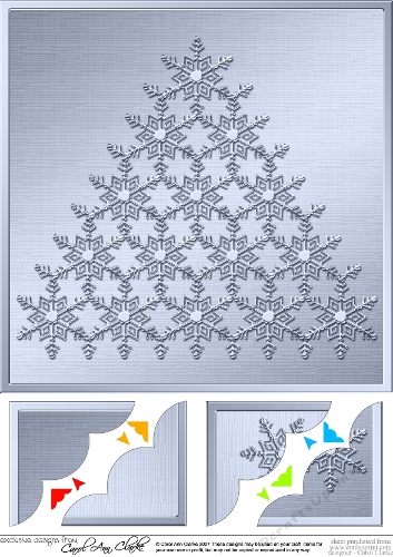 8 x 8 Xmas Snowflake Tree Scalloped corner Topper