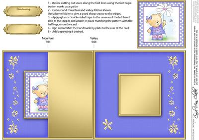 Hunney Bear Rosie has a Flower- No-Hole Fold Back Card