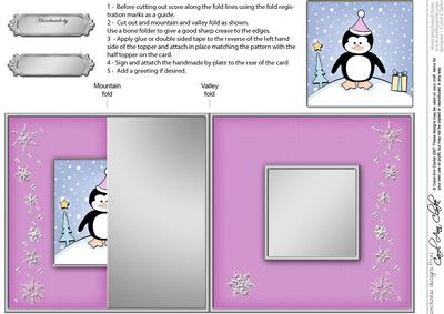 Cute Xmas Penguin No-hole Fold Back Card