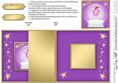 Xmas Poodle Snowglobe No-hole Fold Back Card