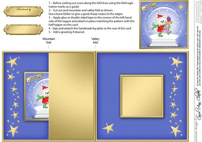 Xmas Teddy Snowglobe No-hole Fold Back Card