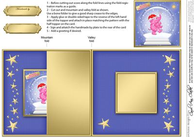 Xmas Elephant Snowglobe No-hole Fold Back Card