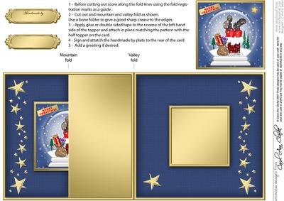 Xmas Santa Got Stuck Snowglobe No-hole Fold Back Card