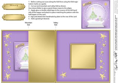 Xmas Tree Snowglobe No-hole Fold Back Card