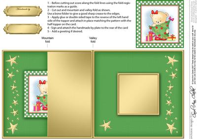 Cute Hunney Bear Rosie has a Christmas Tree No-Hole Fold Back Card