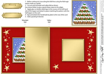Xmas Pudding Tree No-hole Fold Back Card