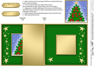 Xmas Holly Tree No-hole Fold Back Card
