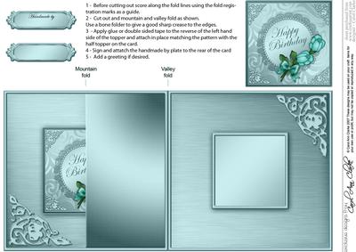 Roses and Metallic Lace No-hole Fold Back Card