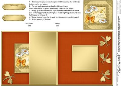 Daisies on Metallic Lace No-hole Fold Back Card