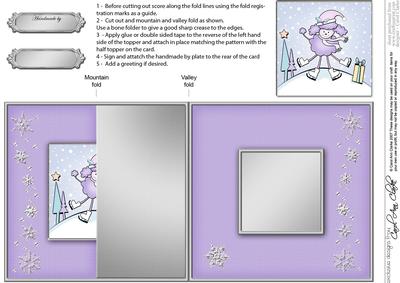 Cute Christmas Poodle Dog No-Hole Fold Back Card