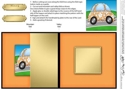 Funky Floral Car No-hole Fold Back Card