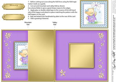 Hunney Bear Rosie has a Flower- No-Hole Fold Back Card