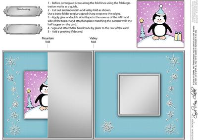 Cute Xmas Penguin No-hole Fold Back Card