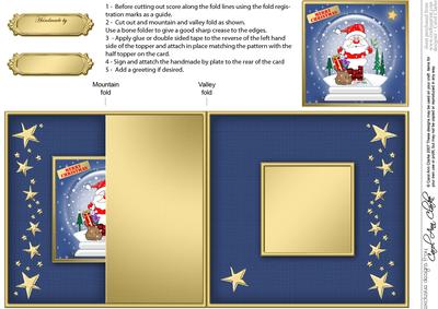 Santa Stuck Snowglobe No-hole Fold Back Card
