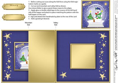 Snowman Snowglobe No-hole Fold Back Card