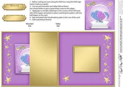 Love Hearts Snowglobe No-hole Fold Back Card