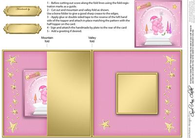 Xmas Baby Elephant Snowglobe No-hole Fold Back Card