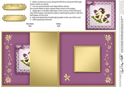Pansy on Butterfly Lace No-hole Fold Back Card