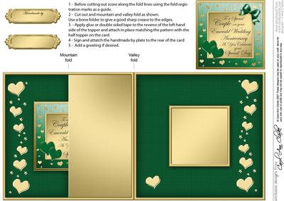 Emerald Wedding Anniversary No-hole Fold Back Card