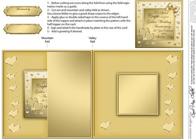 Golden Wedding Anniversary No-hole Fold Back Card