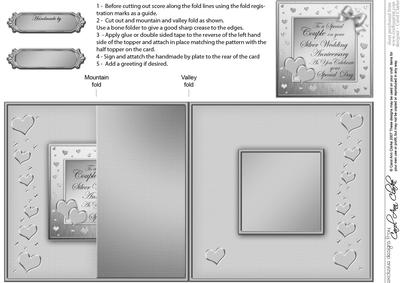 Silver Wedding Anniversary No-hole Fold Back Card