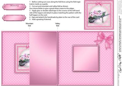 Flower Filled Wheelbarrow No-hole Fold Back Card