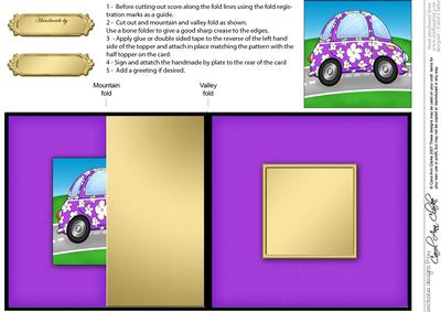 Funky Floral Car No-hole Fold Back Card