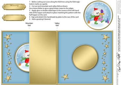 Xmas Teddy No-hole Fold Back Card