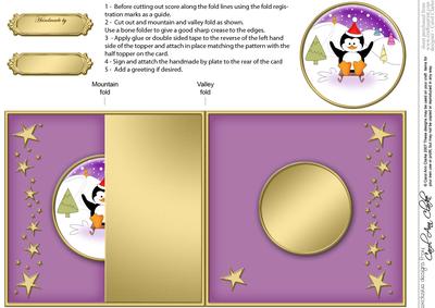 Xmas Penguin No-hole Fold Back Card