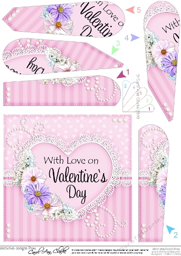 A Touch of Elegance Valentines Day Flowers, Lace & Pearls - Fan Pyramage Topper